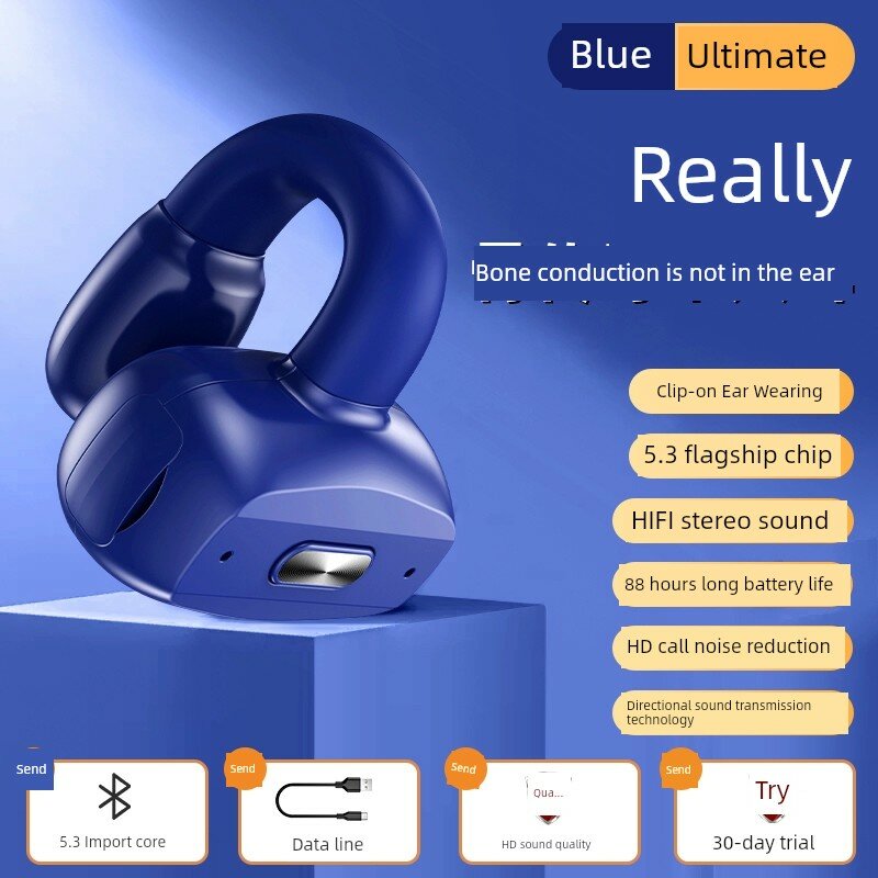 Беспроводные наушники Bluetooth с 88-часовым аккумулятором, Type-C зарядка, синий цвет для спорта и вождения