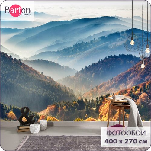 N01004 Фотообои Флизелиновые с виниловым покрытием 3Д Природа Туманные горы 400х270 см 8280₽