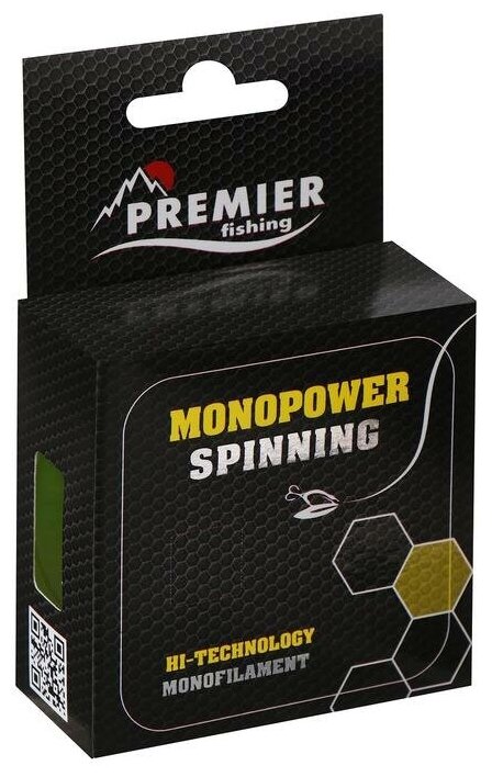 Леска Preмier fishing MONOPOWER Spinning, диаметр 0.16 мм, тест 2.8 кг, 100 м, флуоресцентная желтая — фото 2