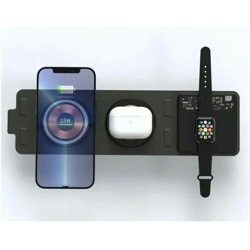 Беспроводное зарядное устройство для iphone / airpods / apple watch 3in1 / Док-станция Dual 15W кабель для apple watch usb c magnetic charger 2m oem