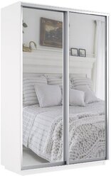 Шкаф купе для одежды , цвет Белый , 220Х120Х45 (ВхШхГ), 2 двери Зеркало/Зеркало