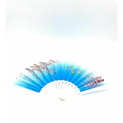 Складной веер с пластиковым основанием и рисунком 
