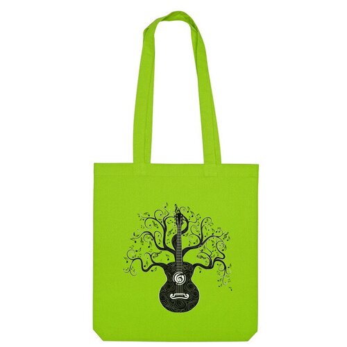 фото Сумка «разросшееся дерево гитара с музыкальными нотами» (зеленое яблоко) us basic