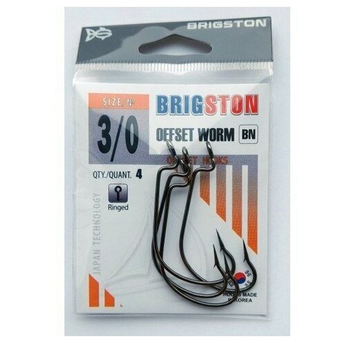 Крючок Brigston OFFSET WORM №3/0 упаковка 4 шт.