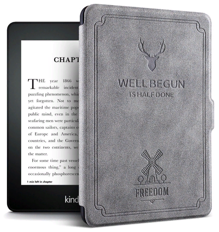 Чехол-обложка MyPads Premium для Amazon Kindle PaperWhite 2018 из высококачественной эко-кожи класса премиум книга в стиле Винтаж под старину серый