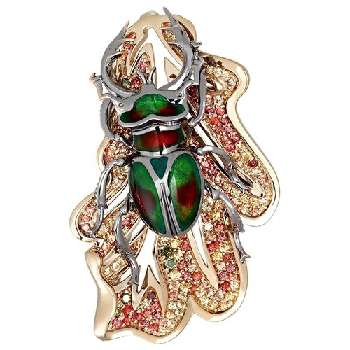фото Эстет подвеска с россыпью цветных и драгоценных камней из жёлтого золота 750 пробы 01п6411060э-1