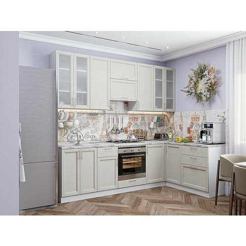 Готовый кухонный гарнитур кухня Сканди-04 2340*2650/1590*600 Cappuccino Softwood