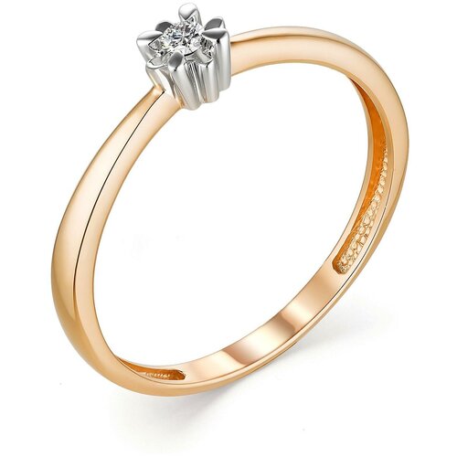 фото Алькор кольцо с 1 бриллиантом из красного золота 13273-100, размер 18