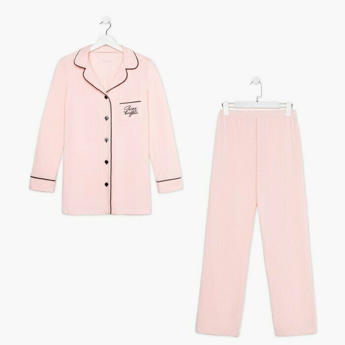 Пижама женская (рубашка и брюки) Shine р. 40-42, розовый - фотография № 6