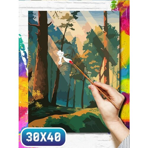 Картина по номерам на холсте пейзаж лес - 12270 30х40