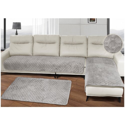 Набор ROMANCE велюровый довиль на диван и 2 кресла, цвет серый