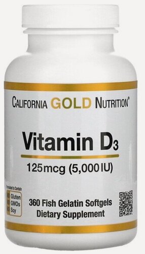 Изображение товара California Gold Nutrition Vitamin D3 5000 IU 360 капсул