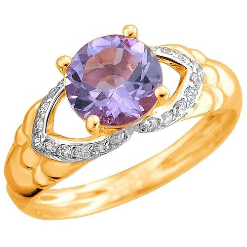 фото Эстет кольцо с аметистом и фианитами из красного золота 01к3112167р-2, размер 17