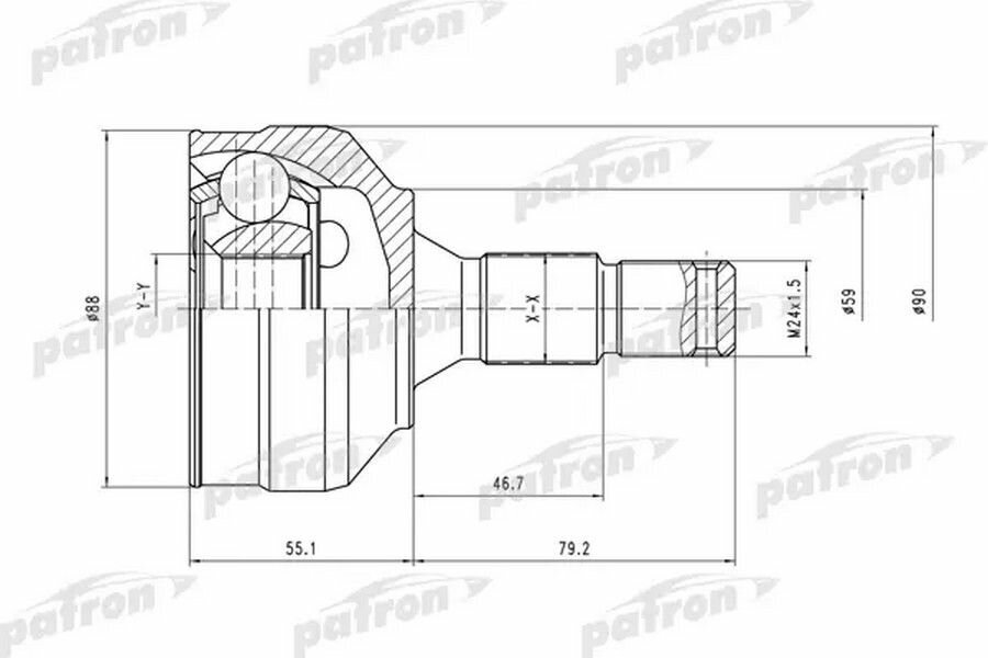 ШРУС Patron PCV1455 для Citroen C4 I; Peugeot 307