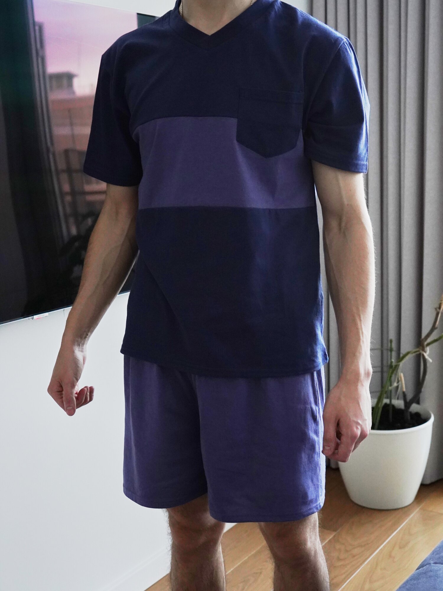 Пижама мужская летняя с шортами 77-676AZU, XL - фотография № 2