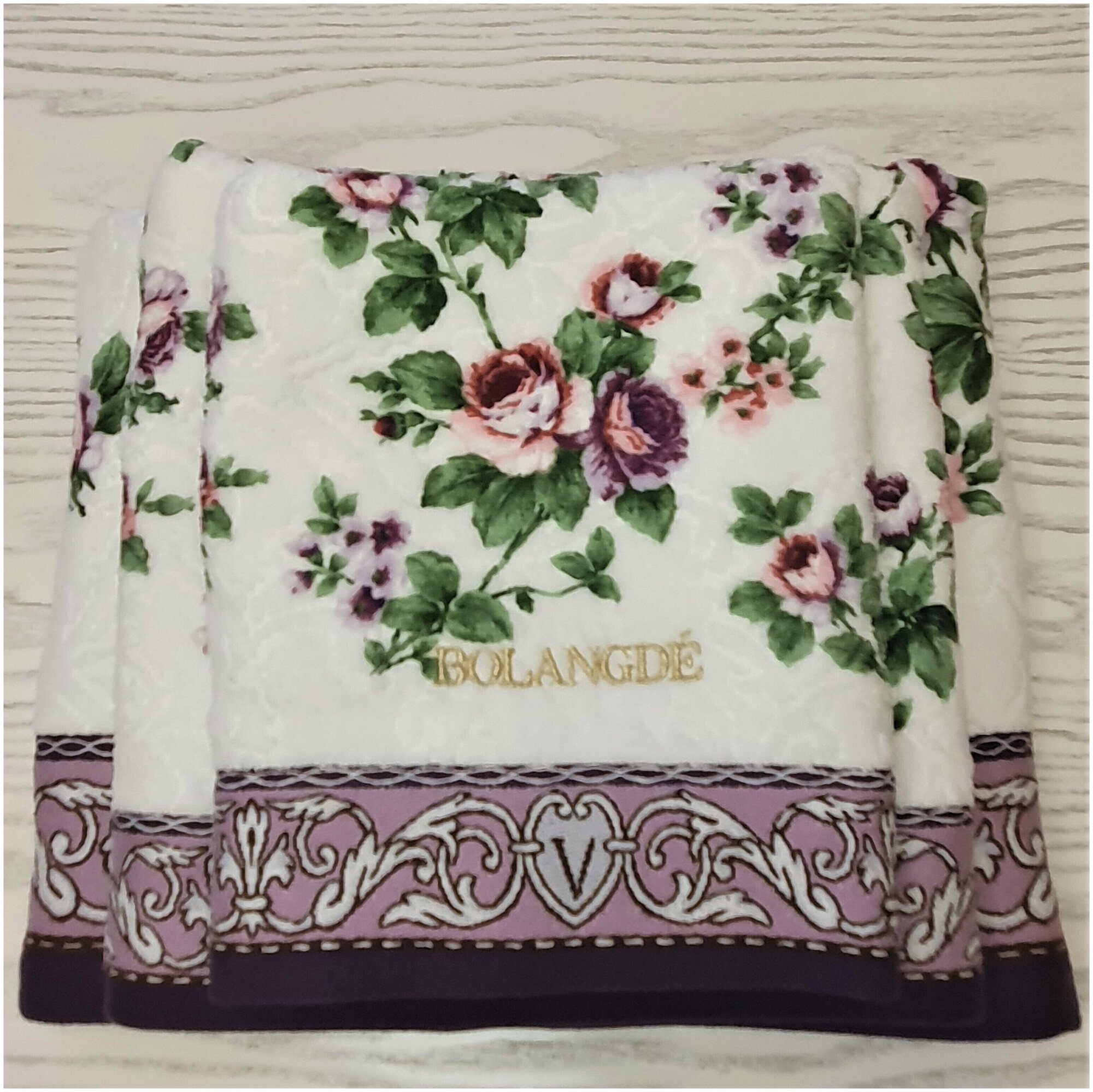 Полотенце банное, полотенце для ванной, махровое полотенце, чайная роза, фиолетовый, 70x140 см - фотография № 14