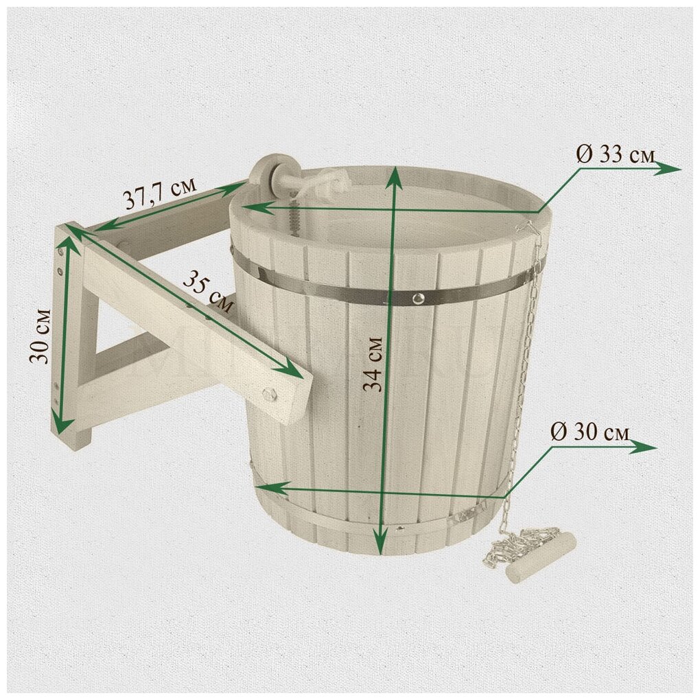 Обливное устройство для бани с пластиковой вставкой, материал липа, объем емкости 15 л - фотография № 2