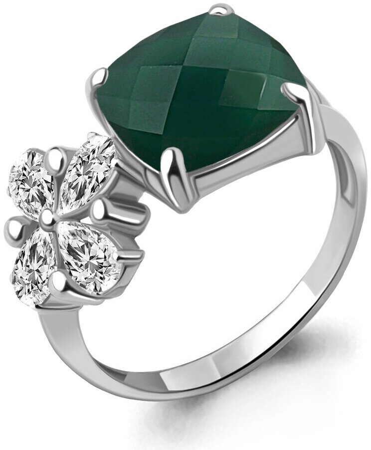 Кольцо Diamant online, серебро, 925 проба, агат, фианит