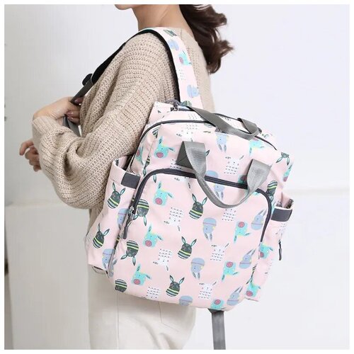 Рюкзак сумка для мамы Avebaby Essential, розовый с аппликациями (женский, в роддом, на коляску, прогулочная, органайзер)