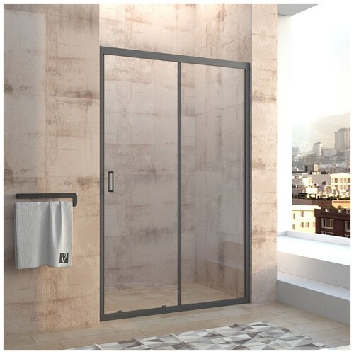 Душевая дверь Veconi Vianno VN46B, 130 x 195 см, профиль черный, стекла прозрачные