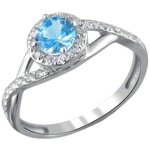 фото Эстет кольцо с фианитами и топазом из серебра 01к258520-4, размер 17.5