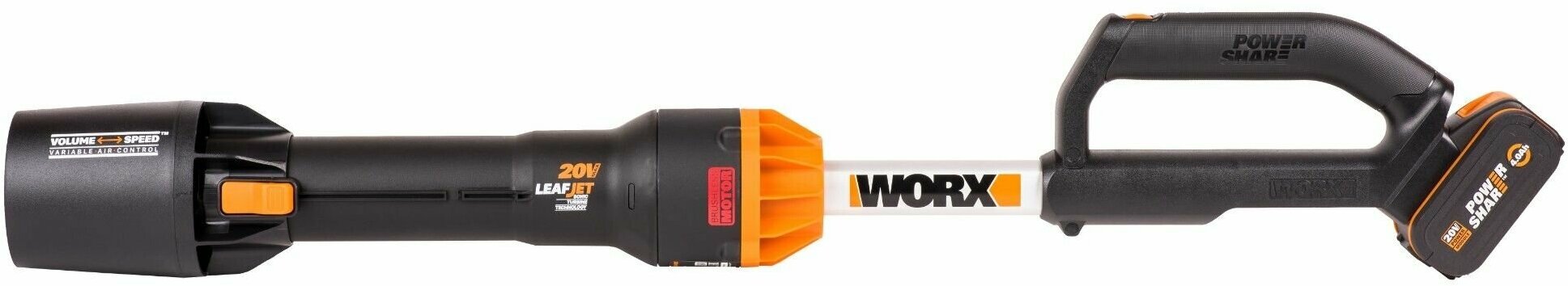 Аккумуляторная воздуходувка бесщеточная Worx WG543E, 20В, АКБ 4 АЧ + ЗУ 2А - фотография № 4