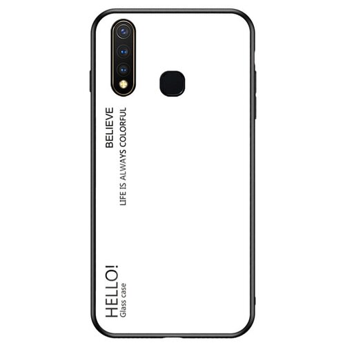 фото Чехол-бампер mypads для vivo y19 стеклянный из закаленного стекла с эффектом градиент зеркальный блестящий переливающийся белый