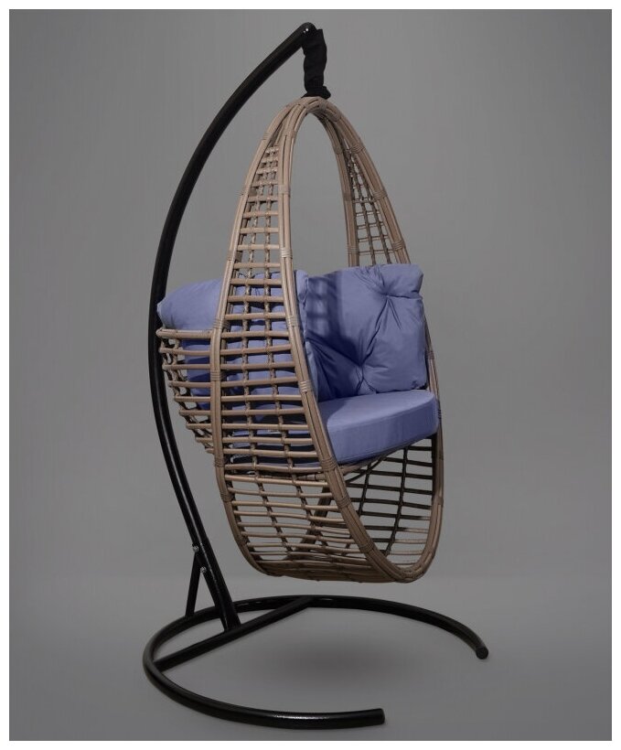 Подвесное кресло кокон LAURA OUTDOOR DERBENT коричневое + синяя подушка - фотография № 3