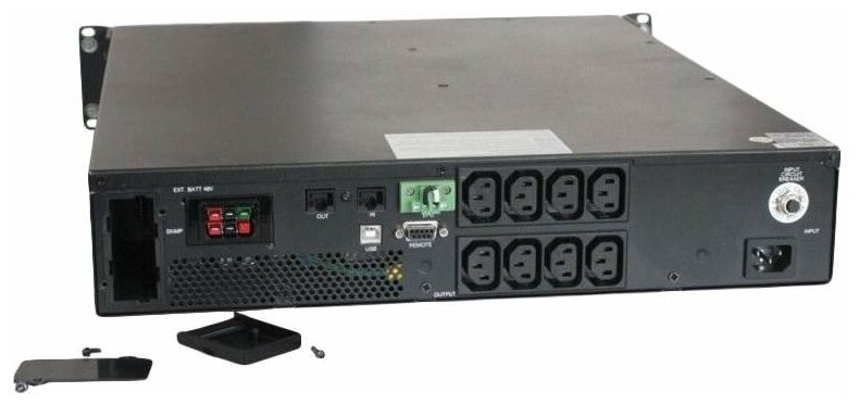 UPS POWERCOM SRT-1000A, line-interactive, 1000VA, 900W, LCD, Rack / Tower, 8 IEC320 C13 sockets with redundant power supply, USB, RS-232, SNMP card slot, EPO, RJ45 protection, WxDxH 428x453x84mm., Wei - фото №5