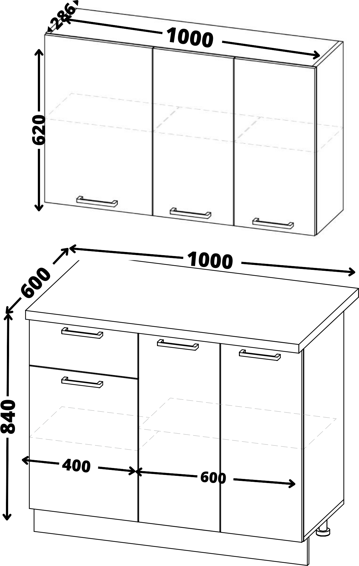 Кухонный гарнитур GoodHome лофт 1м