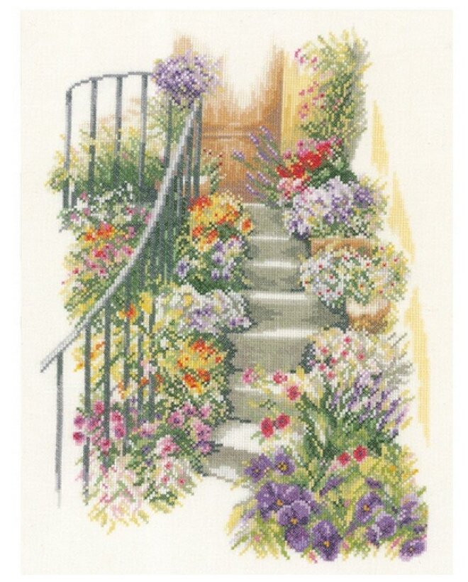 PN-0169680 Набор для вышивки крестом LanArte Flower Stairs Цветочные ступеньки