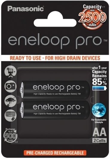 Аккумулятор Panasonic Eneloop Pro (BK-3HCDE/2BE), АА, 2500mAh, 2шт блистер