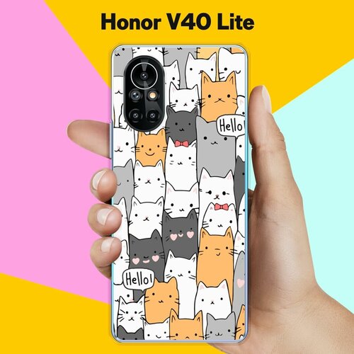 Силиконовый чехол на Honor V40 Lite Много котов / для Хонор В40 Лайт