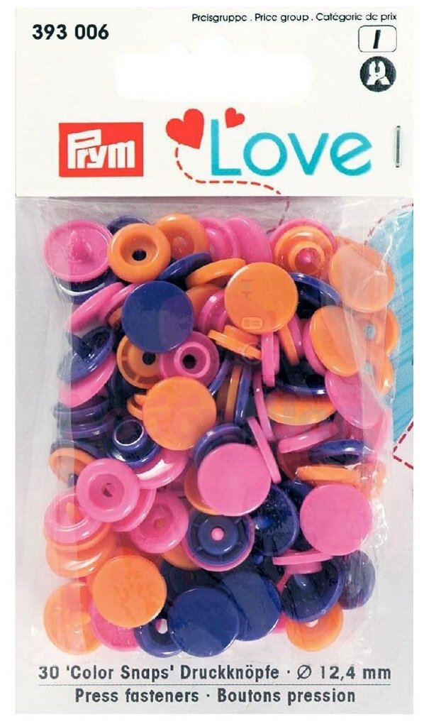 393006 Серия Prym Love - Кнопки Color Snaps, диаметр 12,4мм, Prym