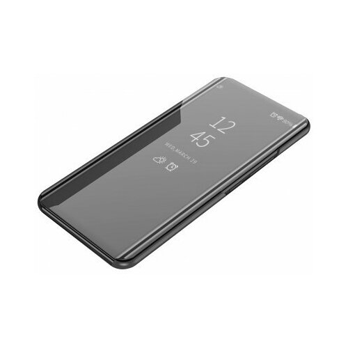 фото Чехол-книжка mypads для samsung galaxy a9 star с дизайном clear view cover с полупрозрачной пластиковой крышкой с зеркальной поверхностью черный