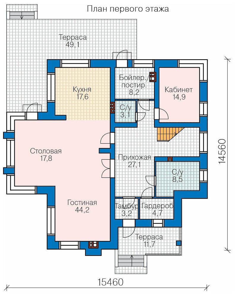Проект дома Catalog-Plans-48-24Cedral (268,23кв.м, 16,62x15,71м, кирпич 640) - фотография № 2