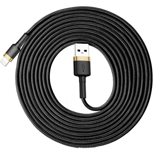 Кабель USB BASEUS Cafule, USB - Lightning, 2А, 3 м, золотой+черный CALKLF-RV1 кабель baseus cafule cable usb lightning 1м calklf dark gray