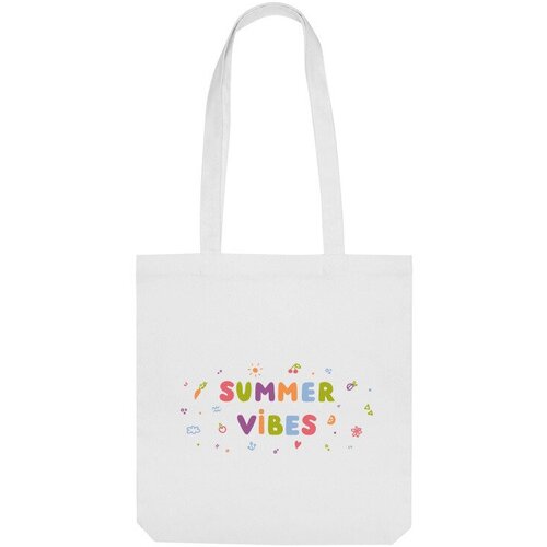 Сумка шоппер Us Basic, белый мужская футболка разноцветная надпись summer vibes лето l темно синий