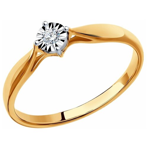 Кольцо помолвочное SOKOLOV, комбинированное золото, 585 проба, бриллиант, размер 15.5 sokolov помолвочное кольцо из золота с бриллиантом 1011495 размер 15