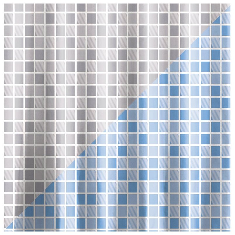 Занавеска для ванной PEVA клетка микс серый и голубой 180х180 см толщина 0 04 мм 12 колец в комплекте