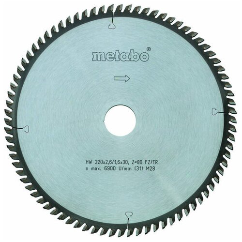 Metabo Пильный диск 220x2,6/1,6x30,Z=80FZ/TZ5neg,UK333/SE 628084000