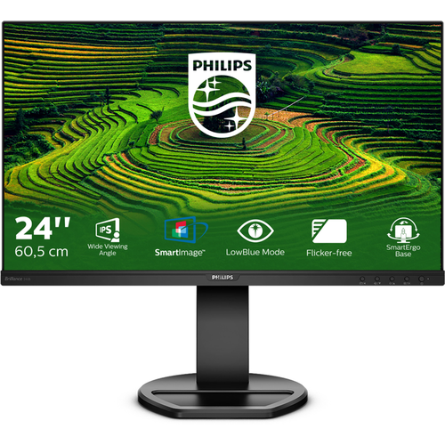 PHILIPS Монитор LCD 23.8' [16:9] 1920х1080(FHD) IPS, nonGLARE, 75 Hz, 250 cd/m2, H178°/V178°, 1000:1, 50М:1, 16.7M, 5ms, VGA, DVI, HDMI, DP, USB-Hub, Height adj, Pivot, Tilt, Swivel, Speakers, 3Y, Black