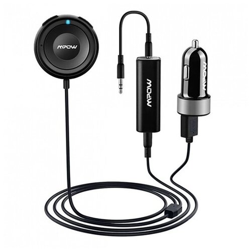 фото Bluetooth ресивер mpow car audio system с громкой связью + шумоизолятор + азу 4,8а, цвет черный