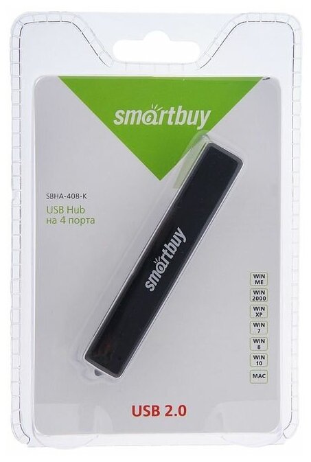 Разветвитель USB портов Smartbuy SBHA-408-K 4 порта черный