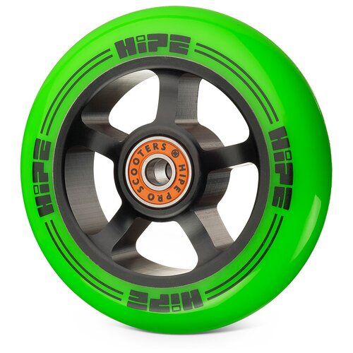 Колесо HIPE Н1 100mm black/green для трюкового самоката колесо hipe 5 spoke 100mm красный черный для трюкового самоката