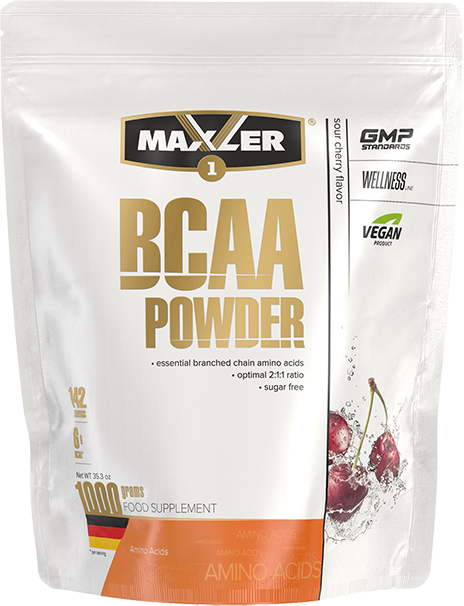 MAXLER EU BCAA Powder Sugar Free (Пакет) 1000 г (Sour Cherry Flavor)