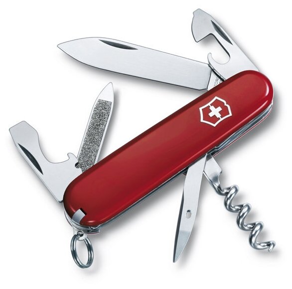 Нож складной VICTORINOX Sportsman, 84 мм, 13 функций, лезвие и инструменты из нержавеющей стали, рукоять из красного пластика