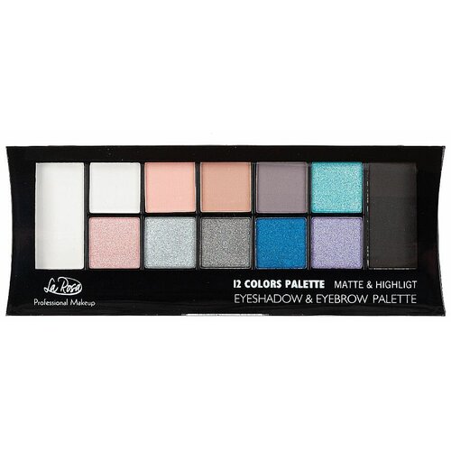 Тени для век и бровей Matte & Highlight, 12 цветов