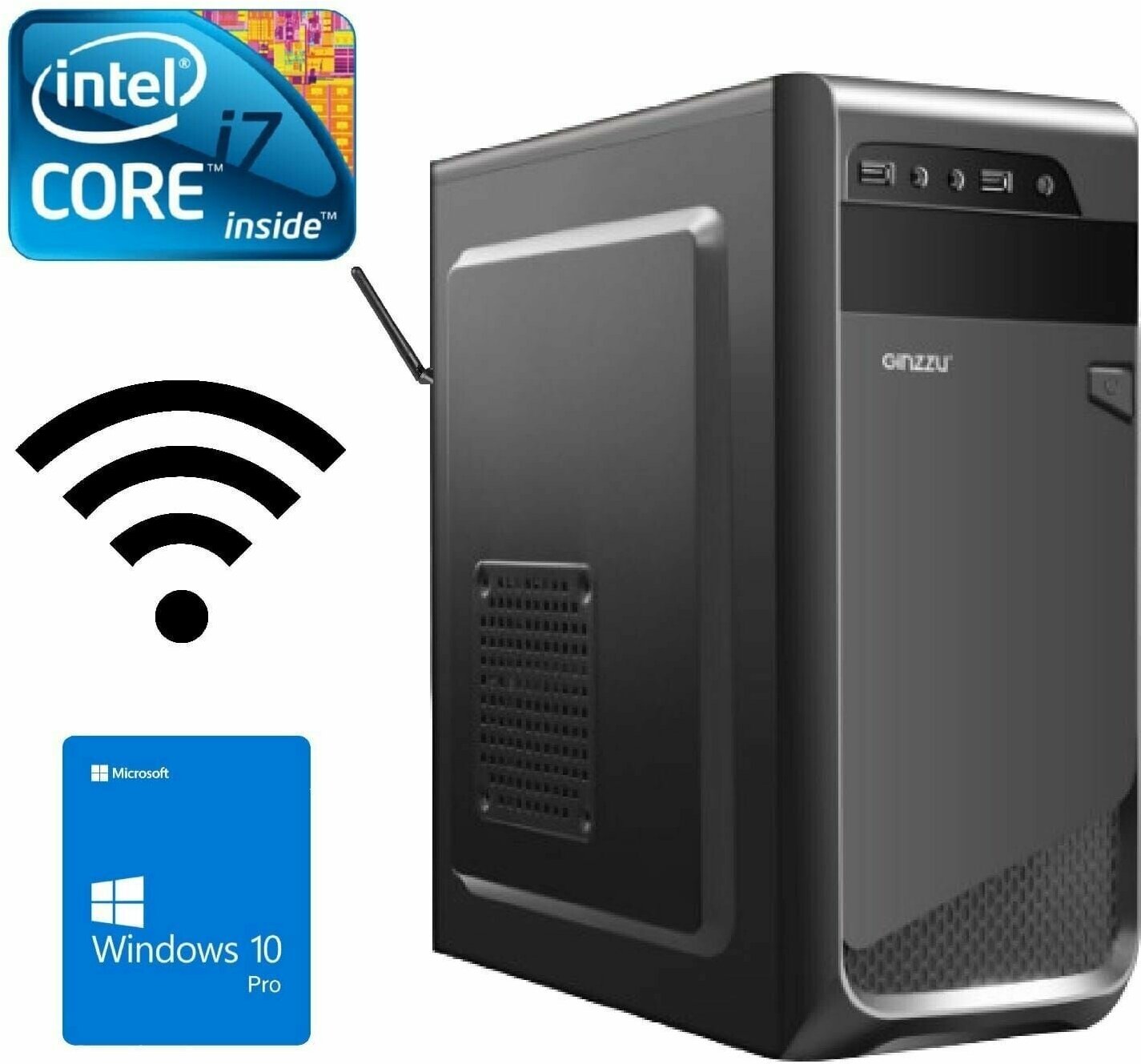 Системный блок Intel core i7-3770 3.4 ГГц RAM 16Gb SSD 480Gb Windows 10Pro Wi-Fi офисный для работы для учебы для дома