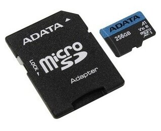 Карта памяти A-DATA 256GB microSDXC Class 10 UHS-I A1 100/25 MB/s (SD адаптер) (AUSDX256GUICL10A1-RA1)